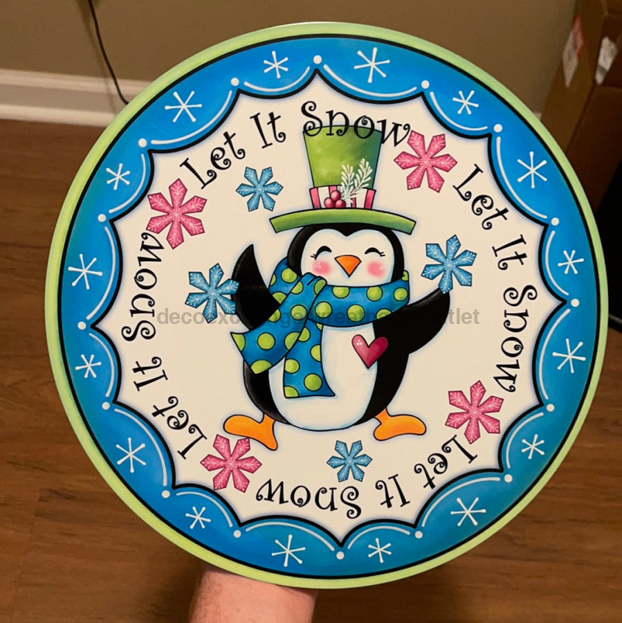Let it Snow Penguin 12" Wreath Sign - DECOE-029