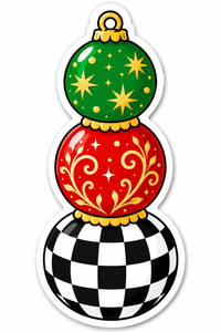 Thumbnail for Stacked Christmas Ornaments Green Red and Checkered 14" Wood Wreath Sign - DBJ-W-0072