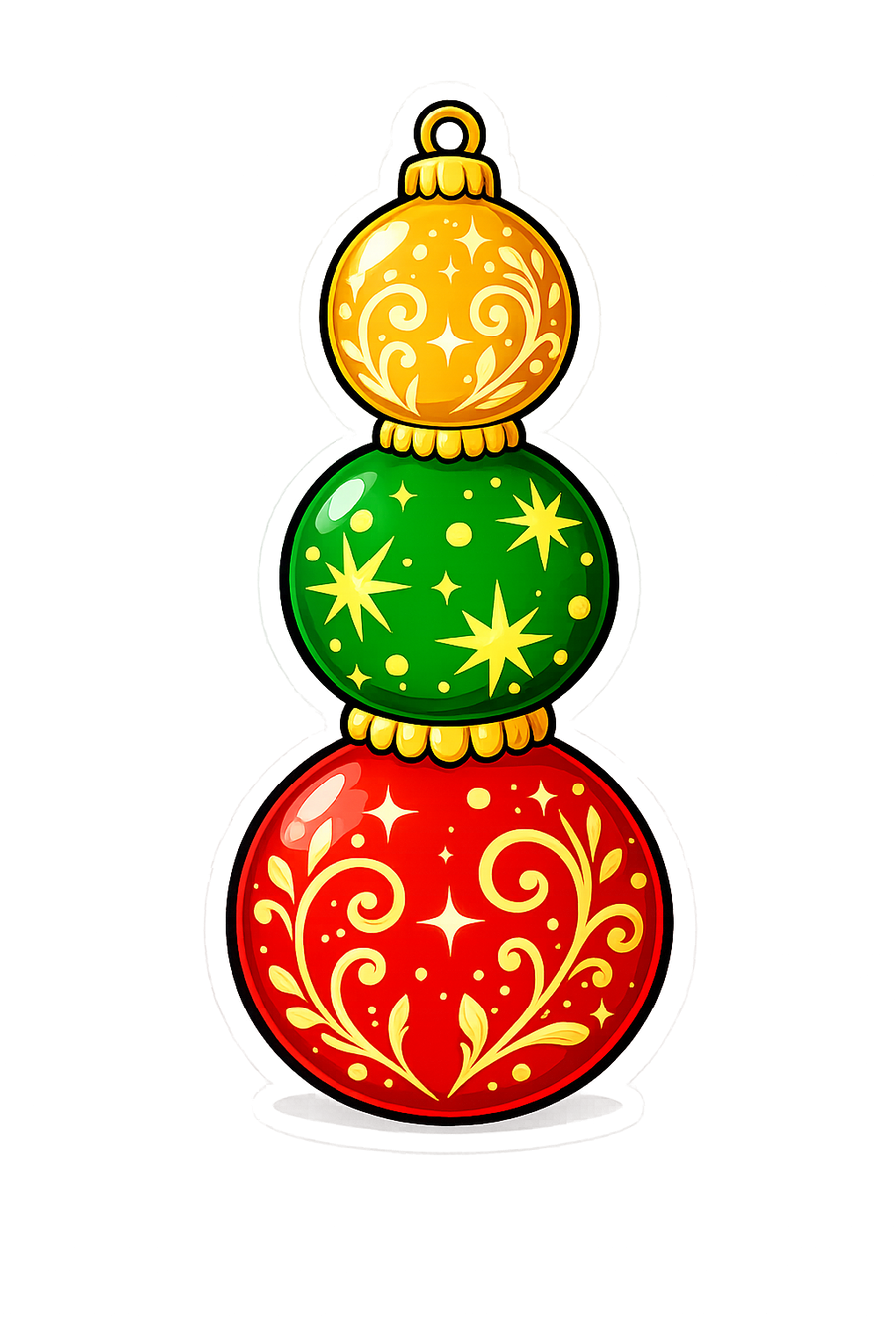Stacked Christmas Ornaments Gold Green and Red 14" Wood Wreath Sign - DBJ-W-0075