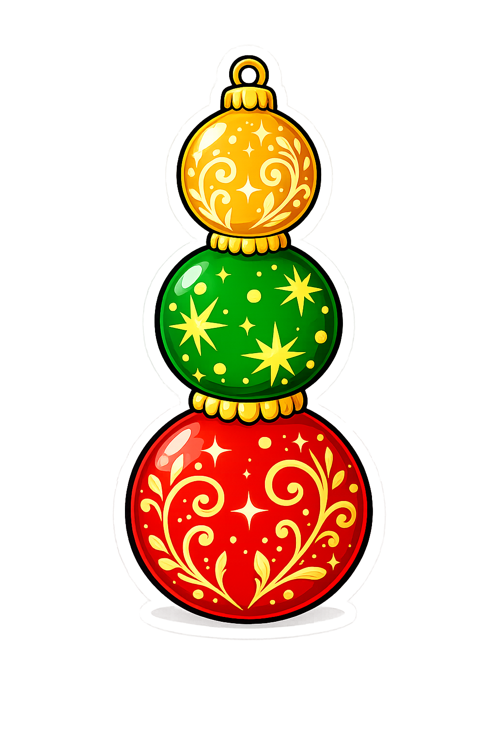 Stacked Christmas Ornaments Gold Green and Red 32" Wood Door Hanger - DBJ-W-0075-DH-32