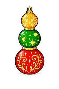 Thumbnail for Stacked Christmas Ornaments Gold Green and Red 32" Wood Door Hanger - DBJ-W-0075-DH-32