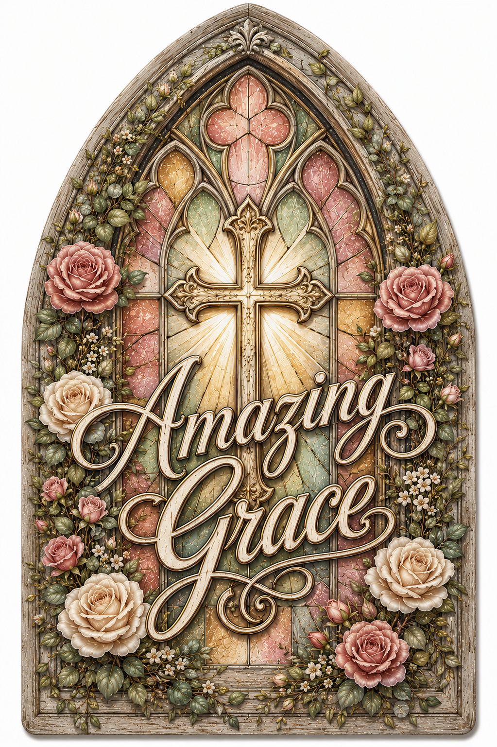 Amazing Grace 12" Wood Wreath Sign - PS-W-0020