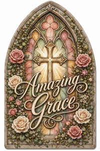 Thumbnail for Amazing Grace 12" Wood Wreath Sign - PS-W-0020