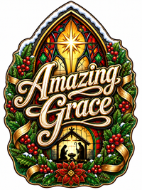 Thumbnail for Amazing Grace Christmas 12" Wood Wreath Sign - PS-W-0030