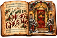 Thumbnail for We Wish You a Merry Christmas Vintage Songbook 14x10" Wood Wreath Sign - DCO-W-1566