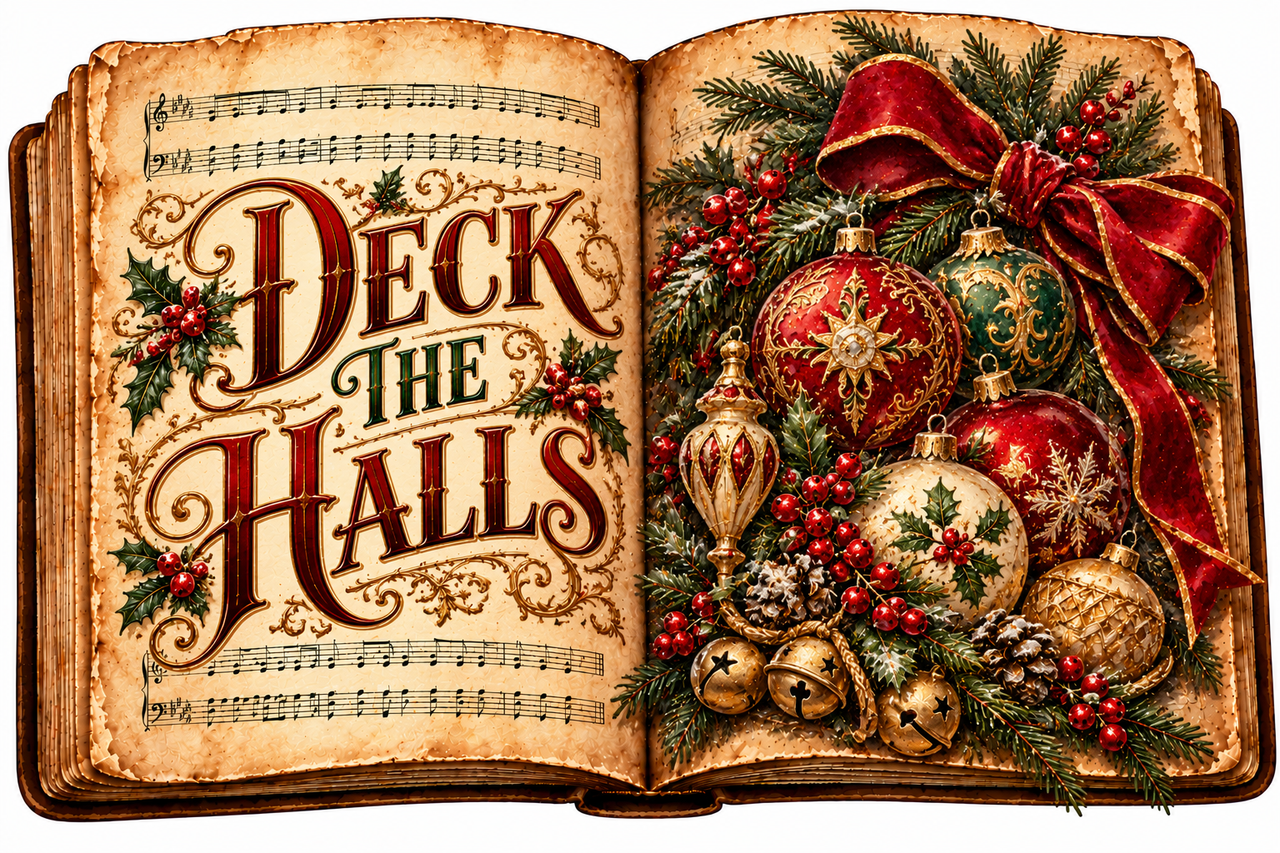 Deck the Halls Vintage Songbook 14x10" Wood Wreath Sign - DCO-W-1567