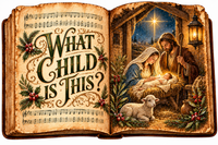 Thumbnail for What Child Is This Vintage Songbook 14x10" Wood Wreath Sign - DCO-W-1569