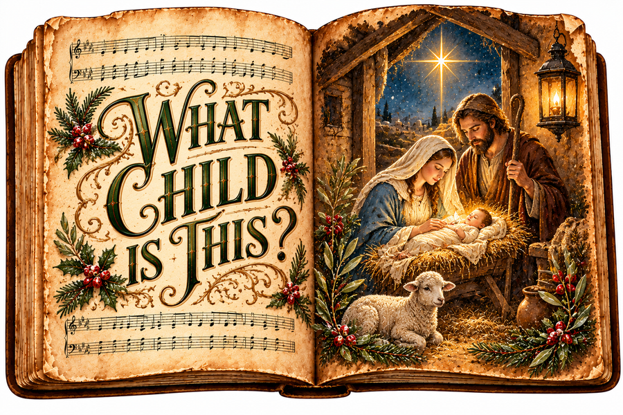 What Child Is This Vintage Songbook 14x10" Wood Wreath Sign - DCO-W-1569