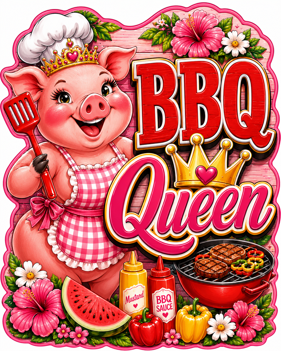 BBQ Queen 12" Wood Wreath Sign - PS-W-0049