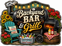 Thumbnail for Backyard Bar and Grill 12" Wood Wreath Sign - PS-W-0051