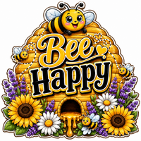 Thumbnail for Bee Happy 12" Wood Wreath Sign - PS-W-0045