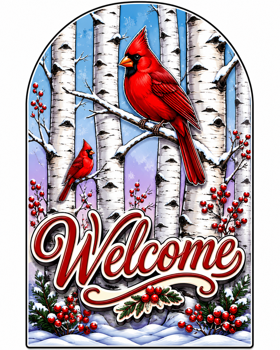 Cardinal Arch 12" Wood Wreath Sign - PS-W-0071