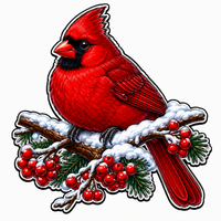 Thumbnail for Cardinal on Branch 12" Wood Wreath Sign - PS-W-0070