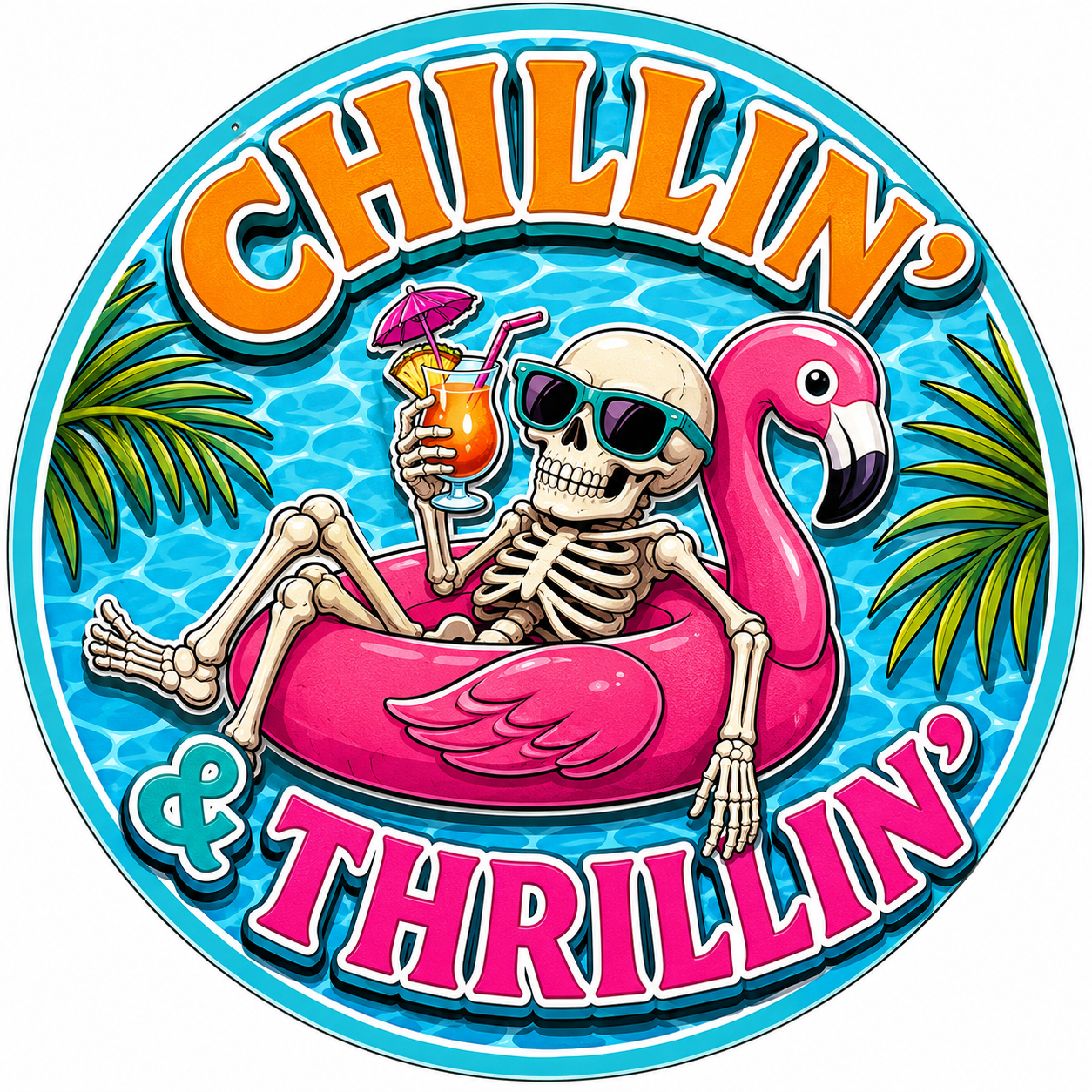 Chillin and Thrillin Skeleton 10" Wood Wreath Sign - SCW-W-0001