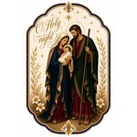 Thumbnail for Holy Night Holy Family Christmas 12" Wood Wreath Sign - DBJ-W-0003