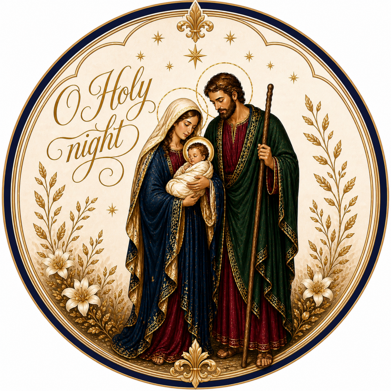 Holy Family Christmas 12" Wood Wreath Sign - DBJ-W-0005