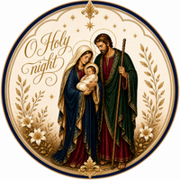 Thumbnail for Holy Family Christmas 12" Wood Wreath Sign - DBJ-W-0005