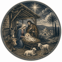 Thumbnail for Nativity DBJ W 12" Wood Wreath Sign - DBJ-W-0013