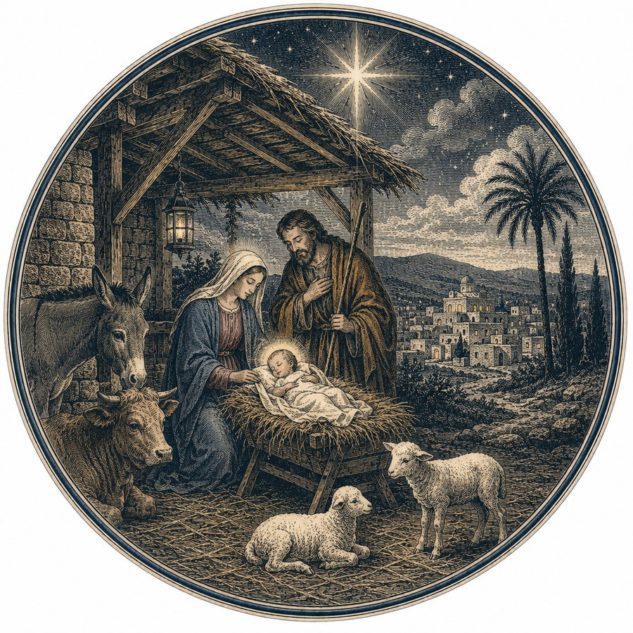 Nativity DBJ W 12" Wood Wreath Sign - DBJ-W-0013