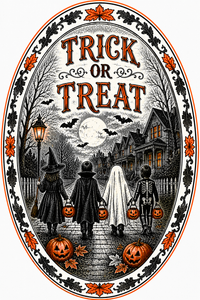 Thumbnail for Trick or Treat Kids Street Oval DBJ W 12" Wood Wreath Sign - DBJ-W-0016