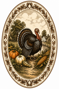 Thumbnail for Thanksgiving Turkey Oval DBJ W 12" Wood Wreath Sign - DBJ-W-0024