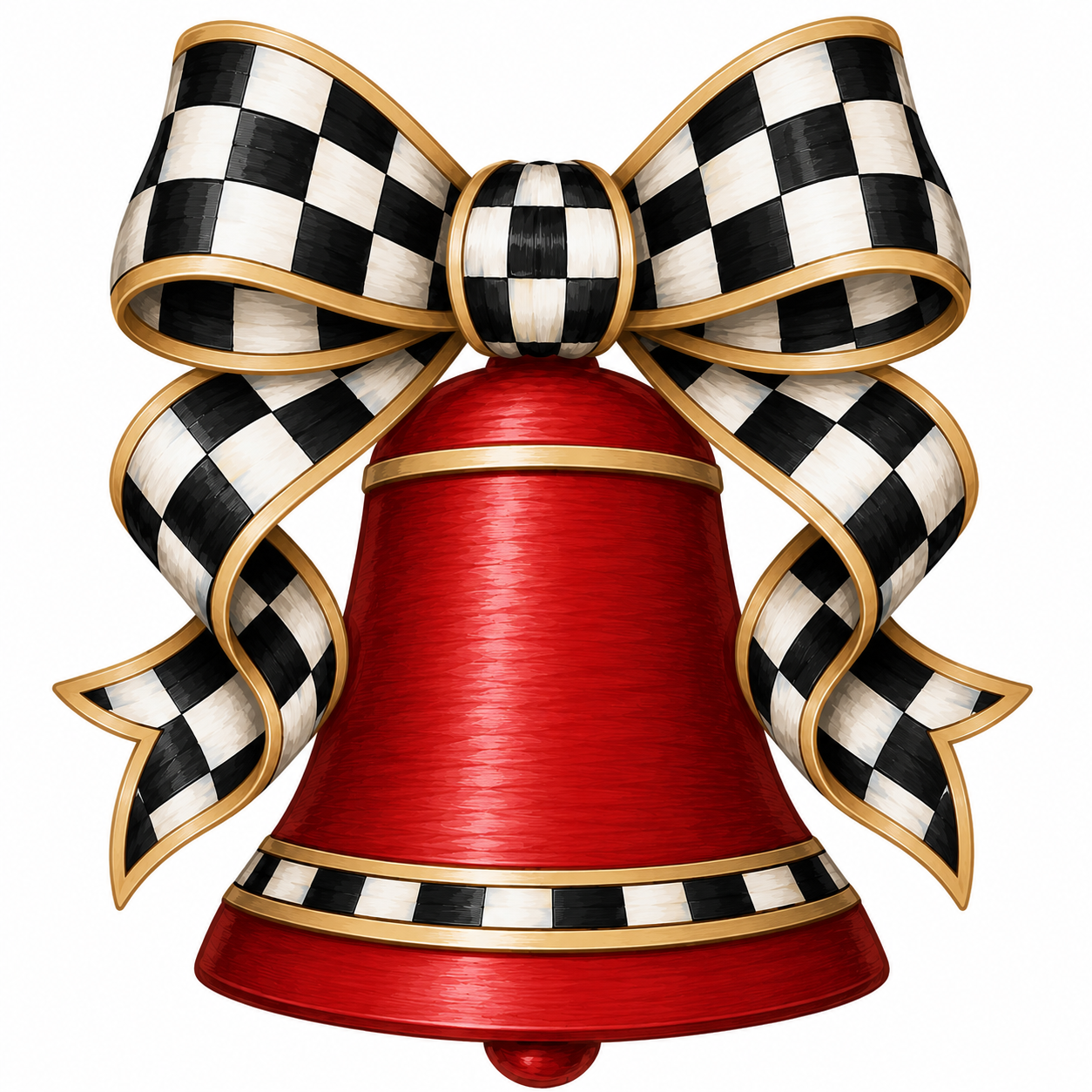 Red Bell Black Check Bow DBJ W 12" Wood Wreath Sign - DBJ-W-0025
