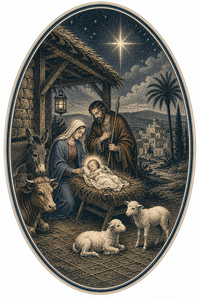 Thumbnail for Nativity Oval DBJ W 12" Wood Wreath Sign - DBJ-W-0026