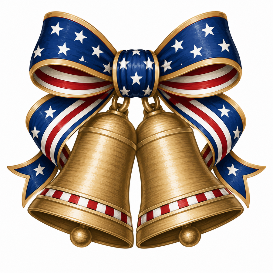 Patriotic Double Bells DBJ W 12" Wood Wreath Sign - DBJ-W-0027
