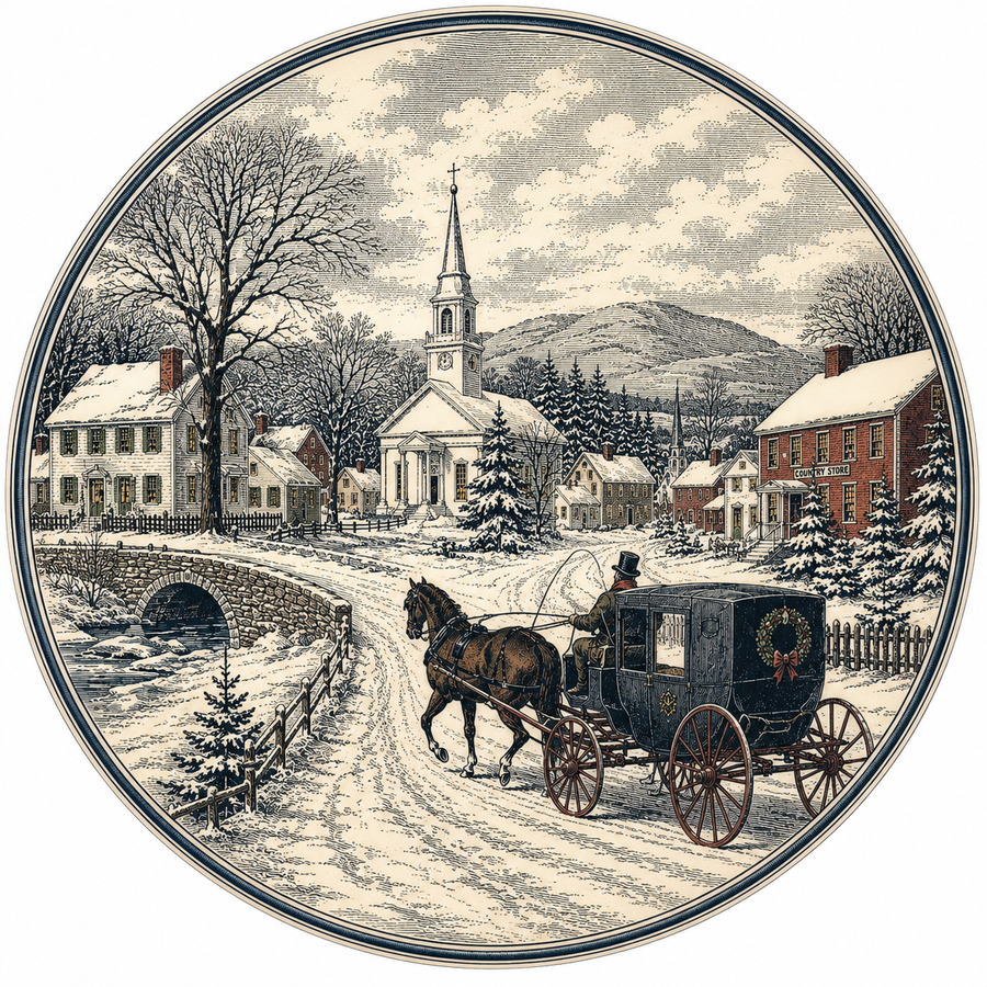 Winter Village No Text DBJ W 12" Wood Wreath Sign - DBJ-W-0029