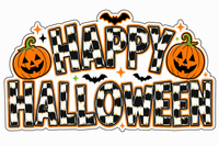 Thumbnail for Happy Halloween Checkered Pumpkins DBJ W 12" Wood Wreath Sign - DBJ-W-0030