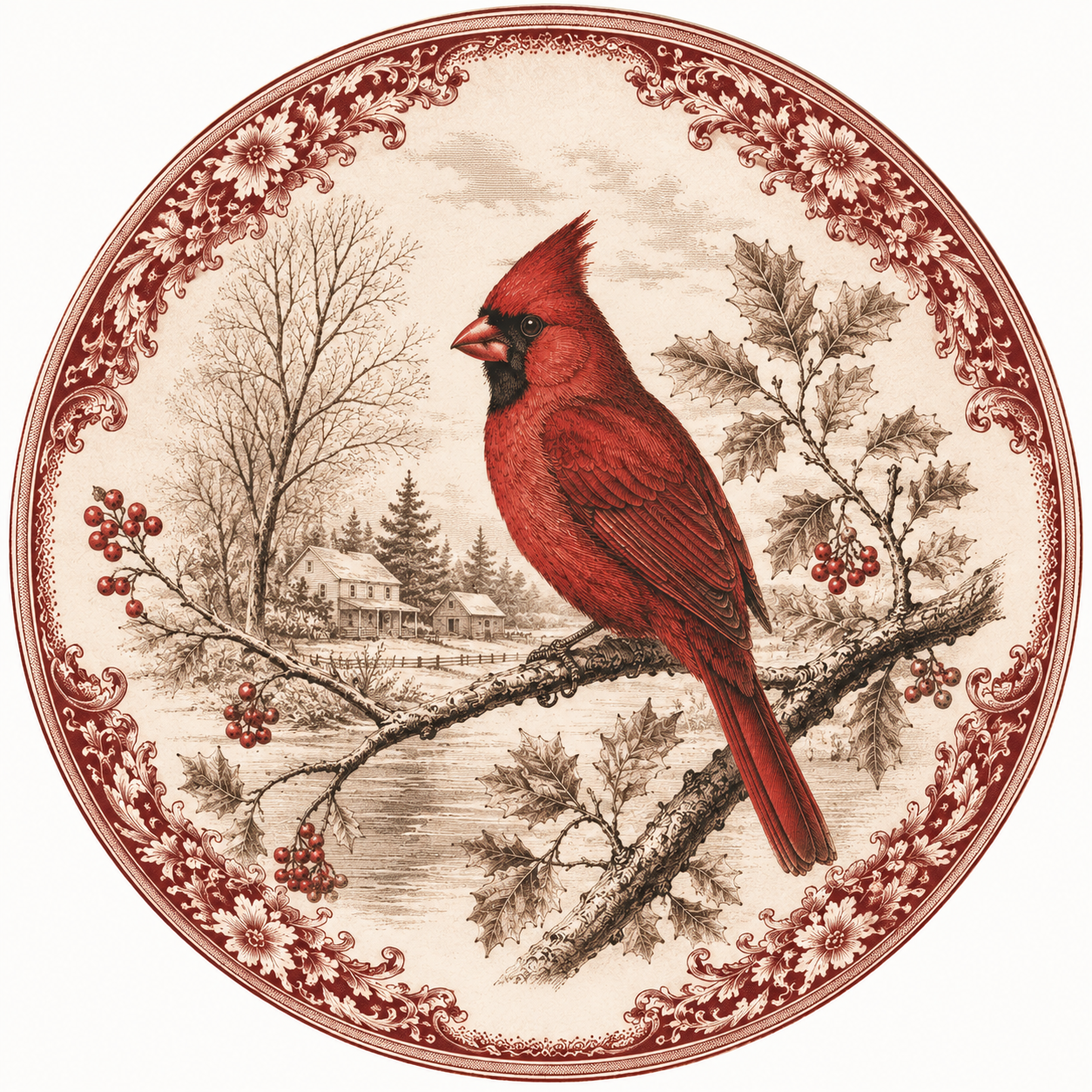 Cardinal Christmas Winter 10" Wood Wreath Sign - DBJ-W-0032
