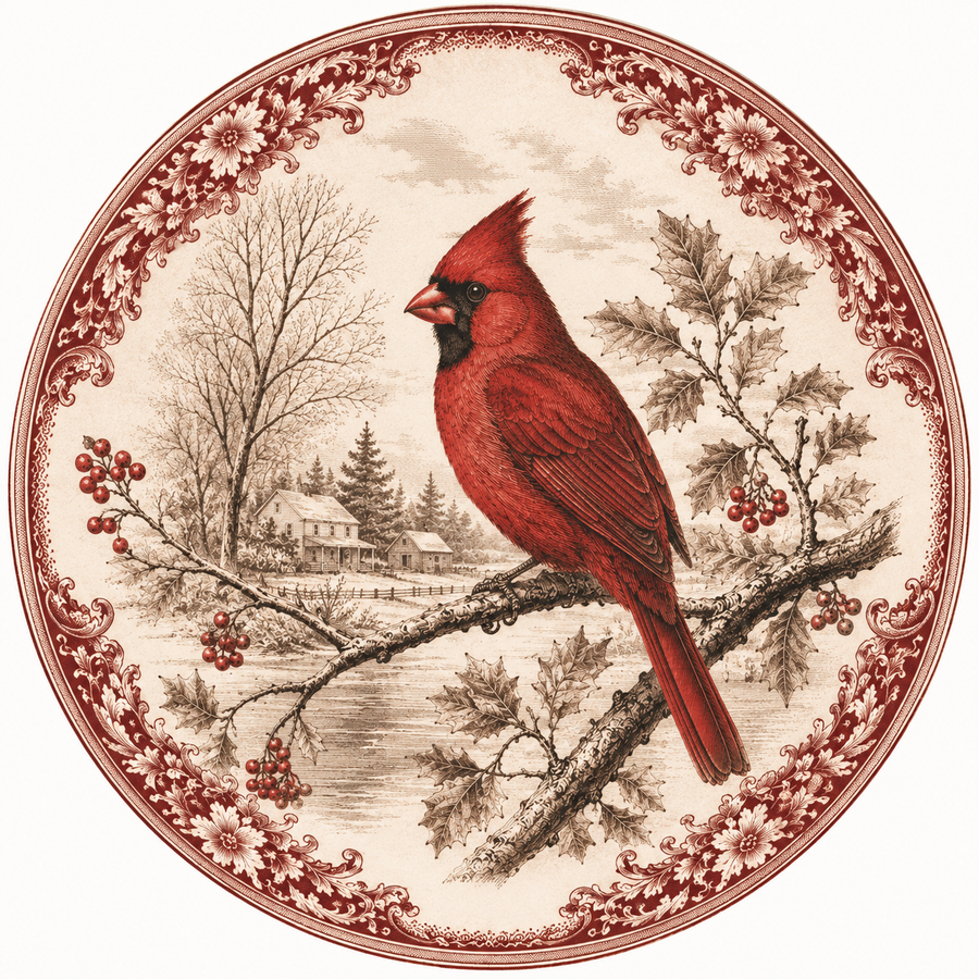 Cardinal Christmas Winter 10" Wood Wreath Sign - DBJ-W-0032
