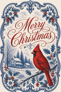 Thumbnail for Blue Cardinal Christmas Winter 12" Wood Wreath Sign - DBJ-W-0035