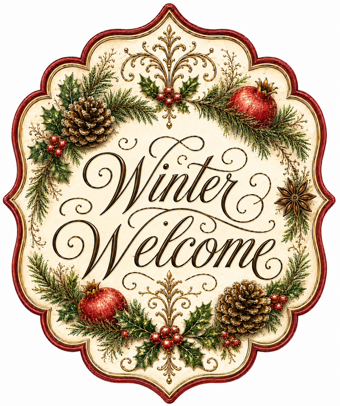 Winter Welcome Christmas 12" Wood Wreath Sign - DBJ-W-0037