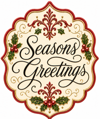 Thumbnail for Red Seasons Greetings Christmas 12" Wood Wreath Sign - DBJ-W-0040