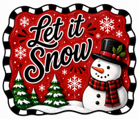 Thumbnail for Let it Snow Snowman Check 12" Wood Wreath Sign - DBJ-W-0048