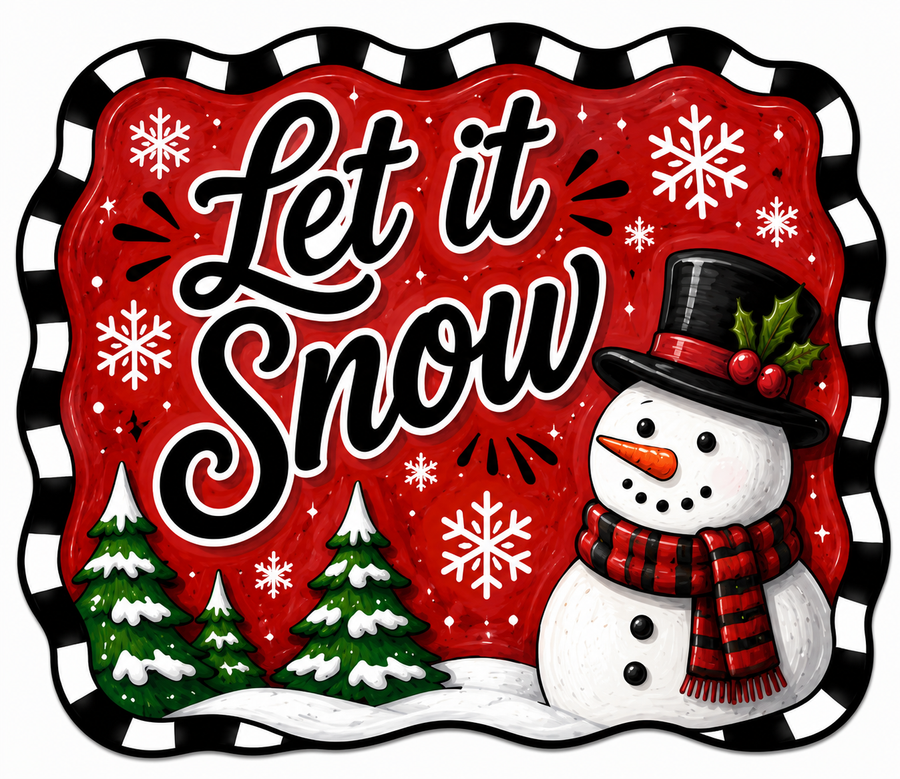 Let it Snow Snowman Check 12" Wood Wreath Sign - DBJ-W-0048