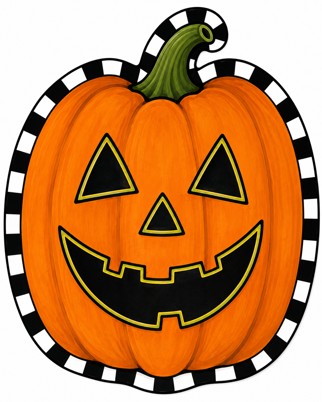 Jack O Lantern Check 12" Wood Wreath Sign - DBJ-W-0053