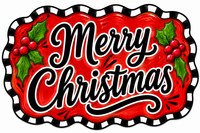 Thumbnail for Merry Christmas Check Marquee 12" Wood Wreath Sign - DBJ-W-0060