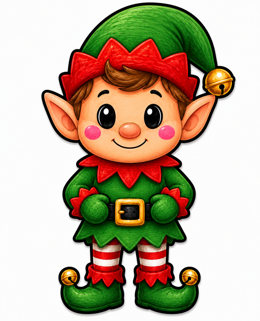 Christmas Elf 12" Wood Wreath Sign - DBJ-W-0062