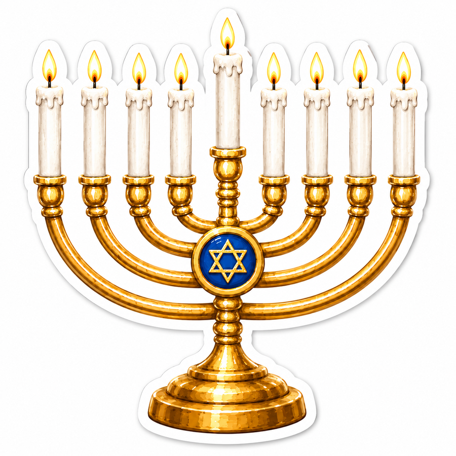 Hanukkah Menorah 12" Wood Wreath Sign - DBJ-W-0070