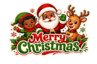 Thumbnail for Merry Christmas Black Santa Elf and Rudolph 12" Wood Wreath Sign - DBJ-W-0083