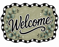 Thumbnail for Welcome Sage Wavy Check Eucalyptus 12" Wood Wreath Sign - DBJ-W-0089