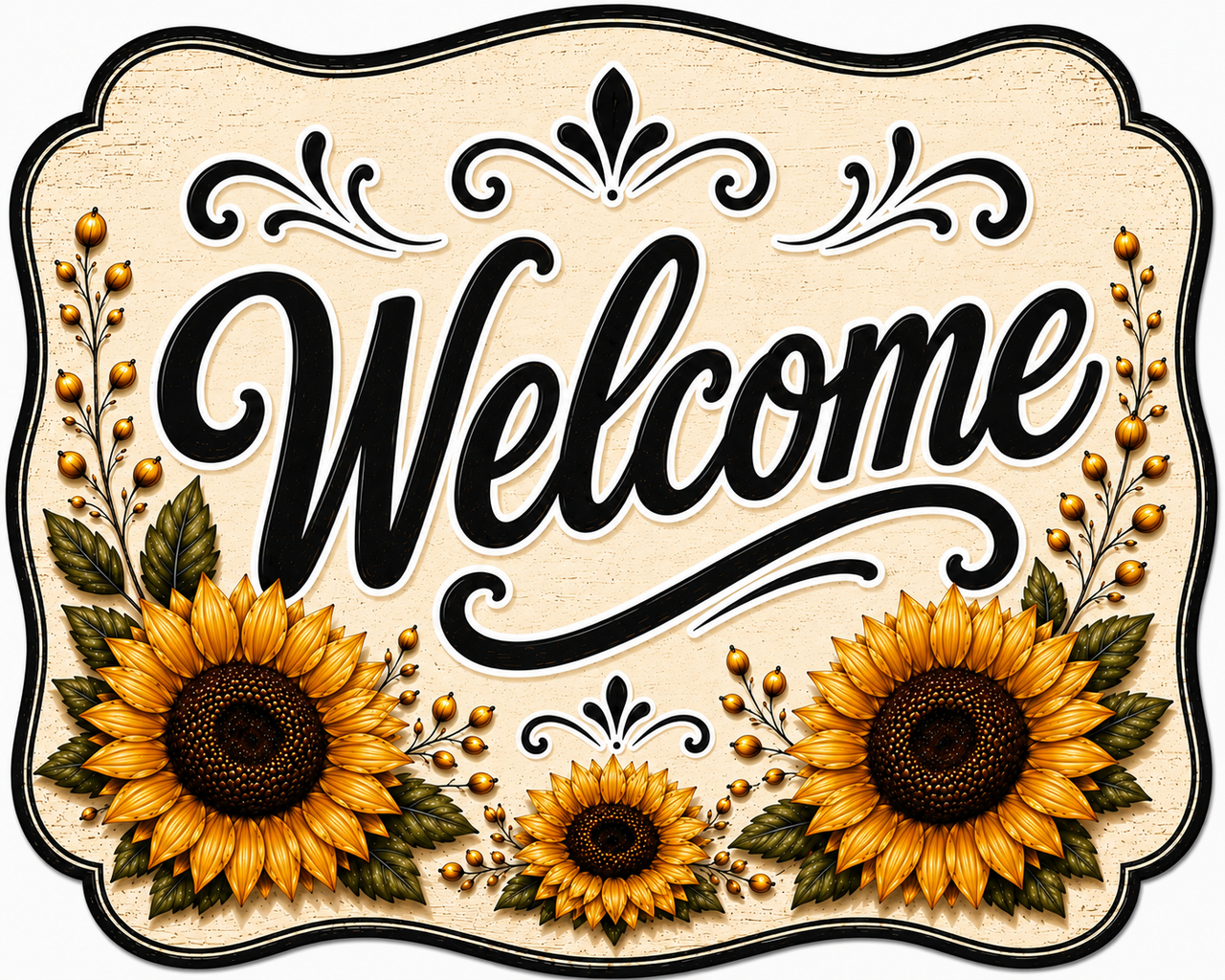 Welcome Sunflowers 12" Wood Wreath Sign - DBJ-W-0093