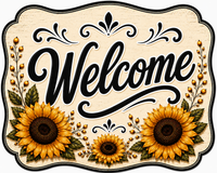 Thumbnail for Welcome Sunflowers 12" Wood Wreath Sign - DBJ-W-0093