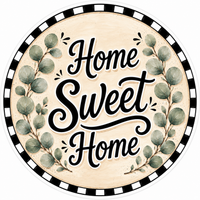 Thumbnail for Home Sweet Home Check Eucalyptus 12" Wood Wreath Sign - DBJ-W-0110