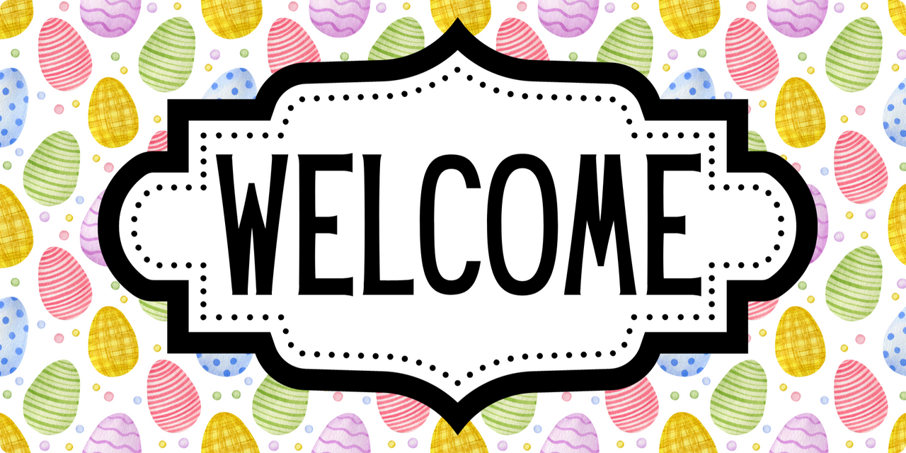 Easter Egg Welcome 6x12" Wood Wreath Sign - DCO-01111-1