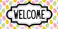 Thumbnail for Easter Egg Welcome 6x12" Wood Wreath Sign - DCO-01111-1