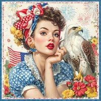 Thumbnail for Patriotic Pin Up Girl, DCO-101999, Sign For Wreath, 10x10in Metal Sign