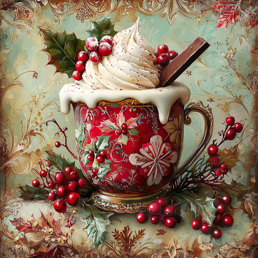 Winter Mug Sign, DCO-102001, Sign For Wreath, 10x10in Metal Sign